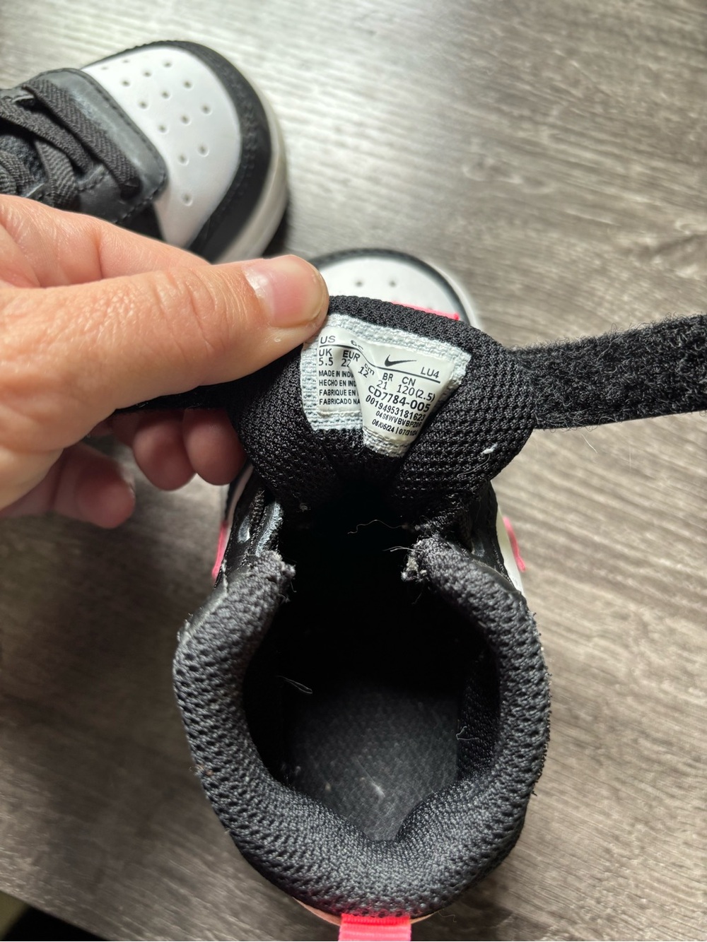 Nike Kids Black, White & Pink High-Top Sneakers - Picture 7 of 8